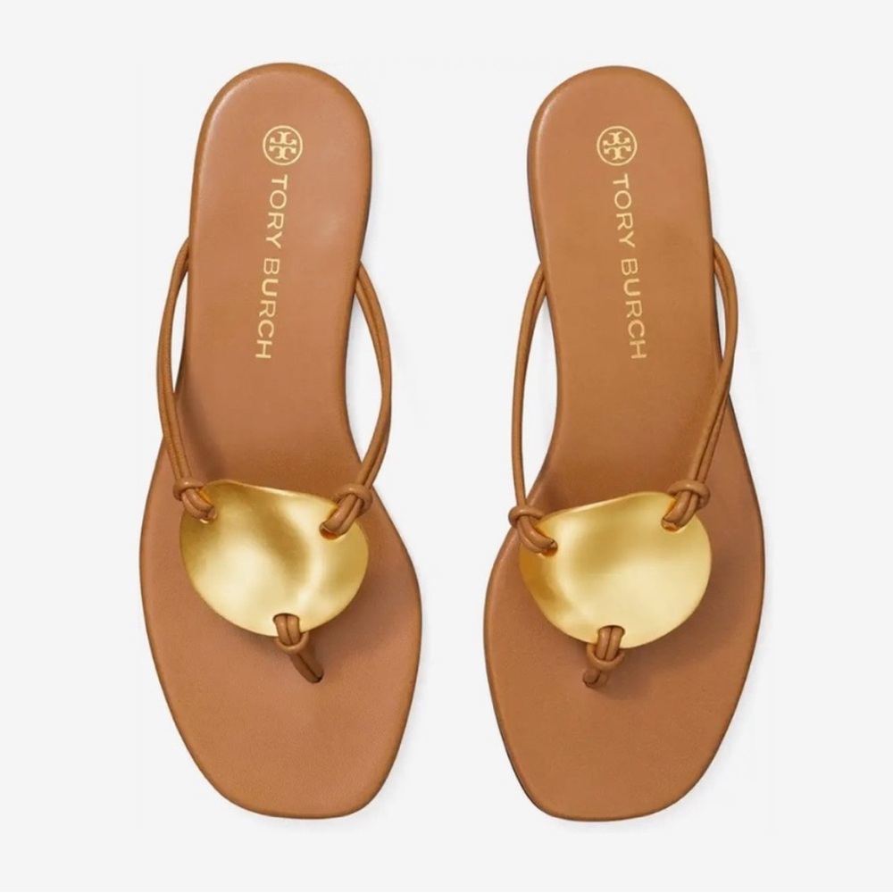 Tory Burch Tan Sandals with Gold Detail PATOS size 5